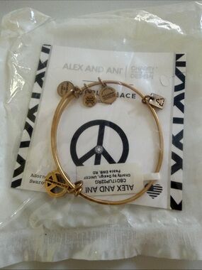 Alex and Ani Gold Peace Charm Bangle Bracelet